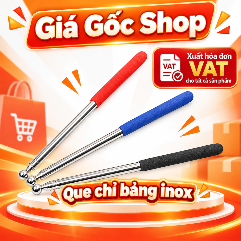 Que chỉ bảng Inox cao cấp, thước chỉ bảng dài 1m có thể thu gọn kéo dài tiện dụng, hỗ trợ giáo viên khi giảng dạy