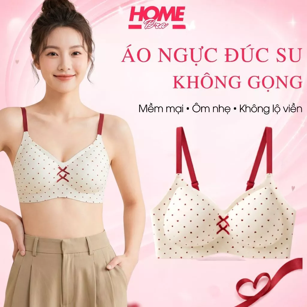 Áo ngực nữ su đúc cao cấp đệm mút vừa gom nâng đỡ ngực chống chảy xệ họa tiết đáng yệu xinh xắn A967