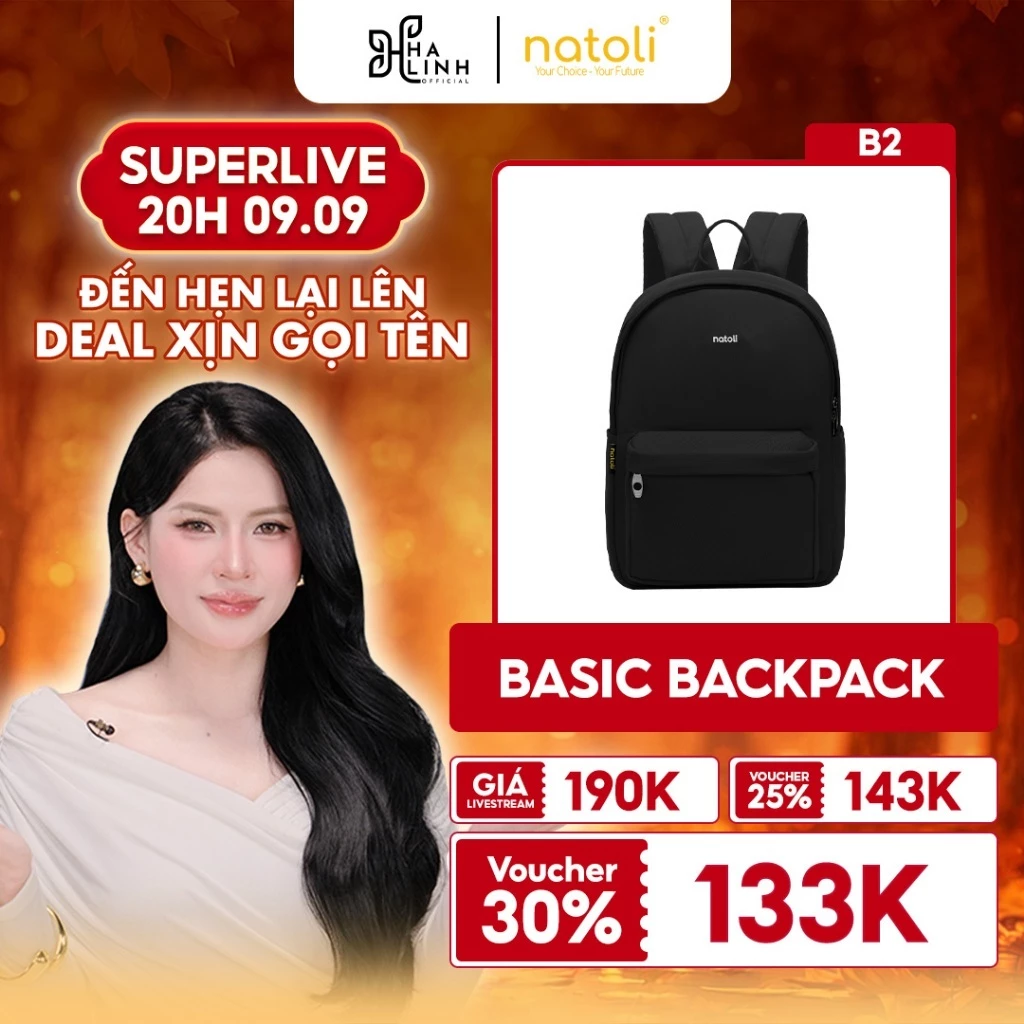 [VHL x NATOLI] Balo đi học nam nữ thương hiệu NATOLI nhiều ngăn chống nước tốt - Basic Backpack B2