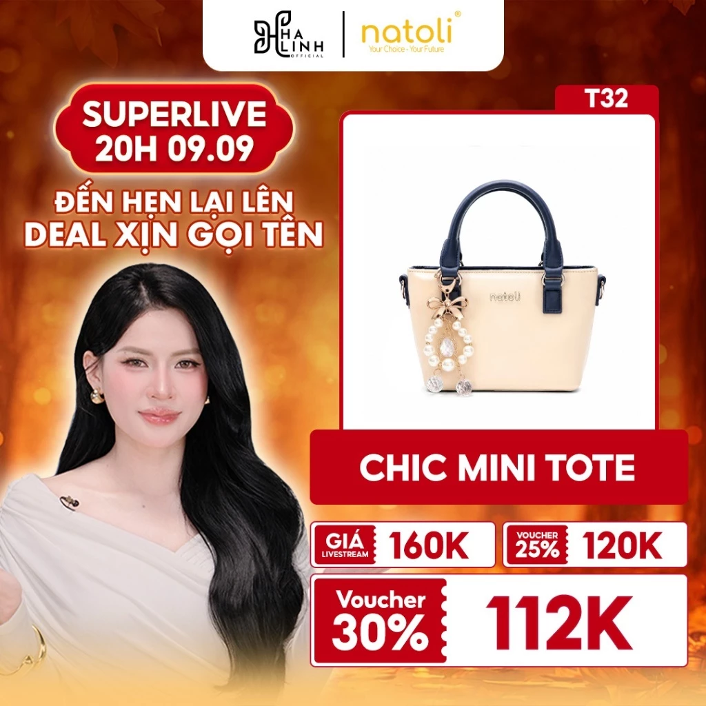 [VHL x NATOLI] Túi đeo chéo da nữ cầm tay NATOLI, túi xách mini đeo chéo chống nước cao cấp Chic Mini Tote T32
