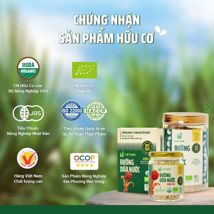 Đường Dừa Nước Hữu Cơ VIETNIPA Dạng Hũ100g/350g – 100% Từ Dừa Nước, Thuần Chay Dùng Cho Cà Phê, Trà, Làm Bánh Và Nấu Ăn