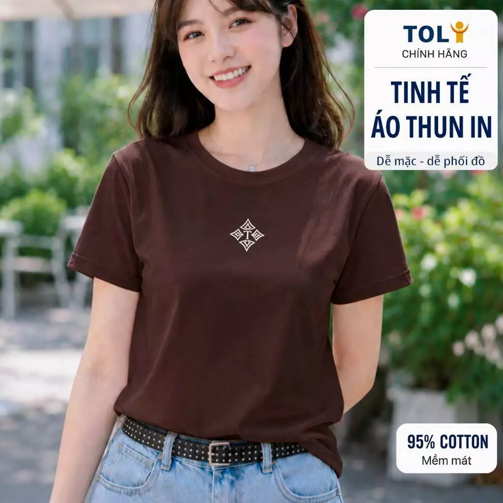 Áo thun nữ cổ tròn TOLI PSB40-M81 – In logo dập nổi, form vừa dáng, vải cotton 4 chiều mềm mại