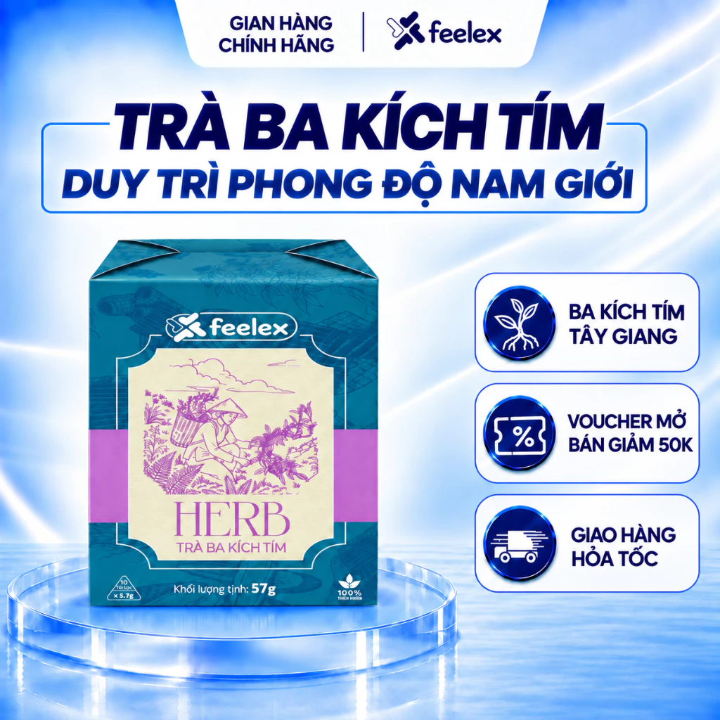 Trà Ba Kích Tím Feelex Herb tốt cho nam giới, duy trì phong độ hộp 10 túi