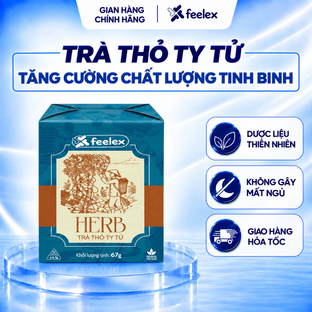 Trà thảo mộc hỗ trợ tăng cường sức khỏe sinh sản nam giới Feelex Herb Thỏ Ty Tử hộp 10 gói