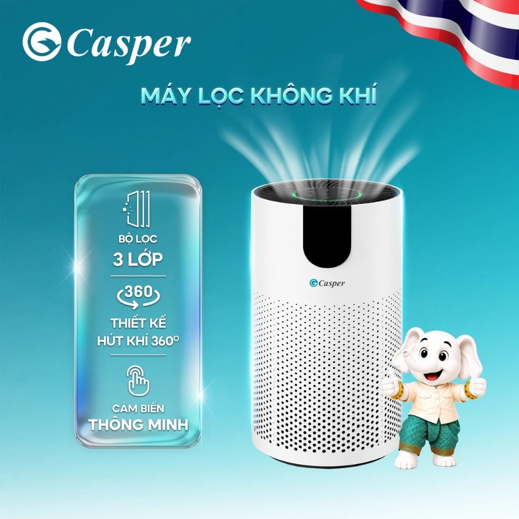 Máy lọc không khí Casper - HEPA Lọc bụi mịn PM0.3 - 20m2 - AP-E180M1 - Bảo hành 1 năm - Chính hãng