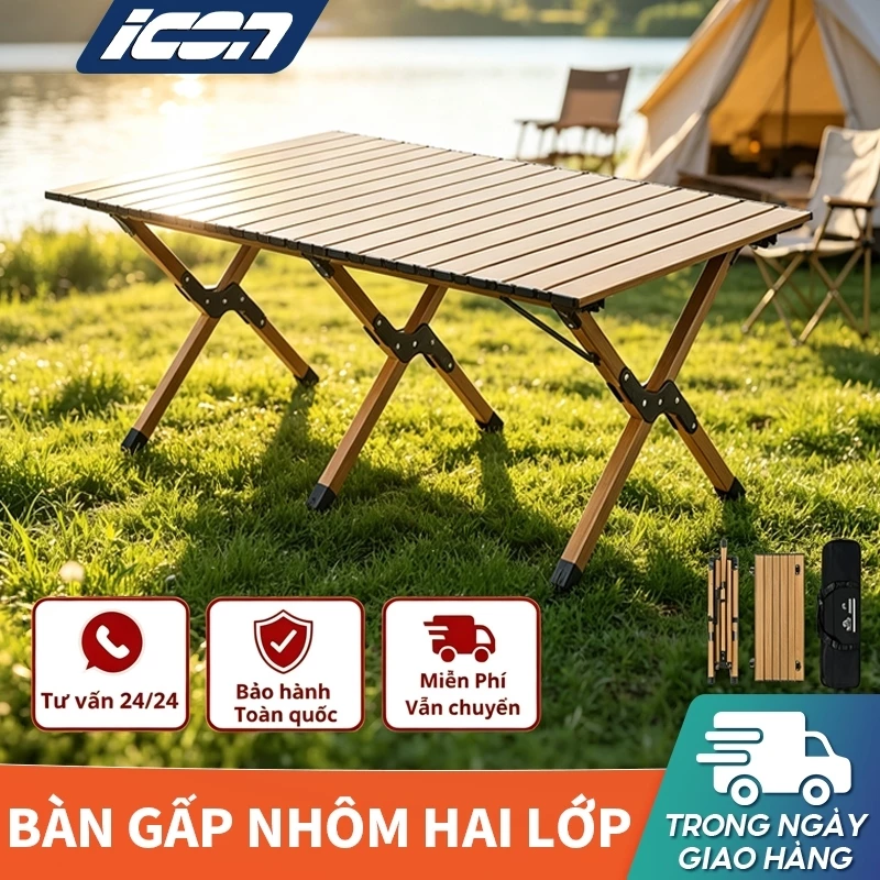 Bàn gấp gọn Camping Dã Ngoại ICON-Hợp kim cacbon sơn tĩnh điện, siêu nhẹ, tiện mang-Dùng cho cắm trại, picnic và du lịch