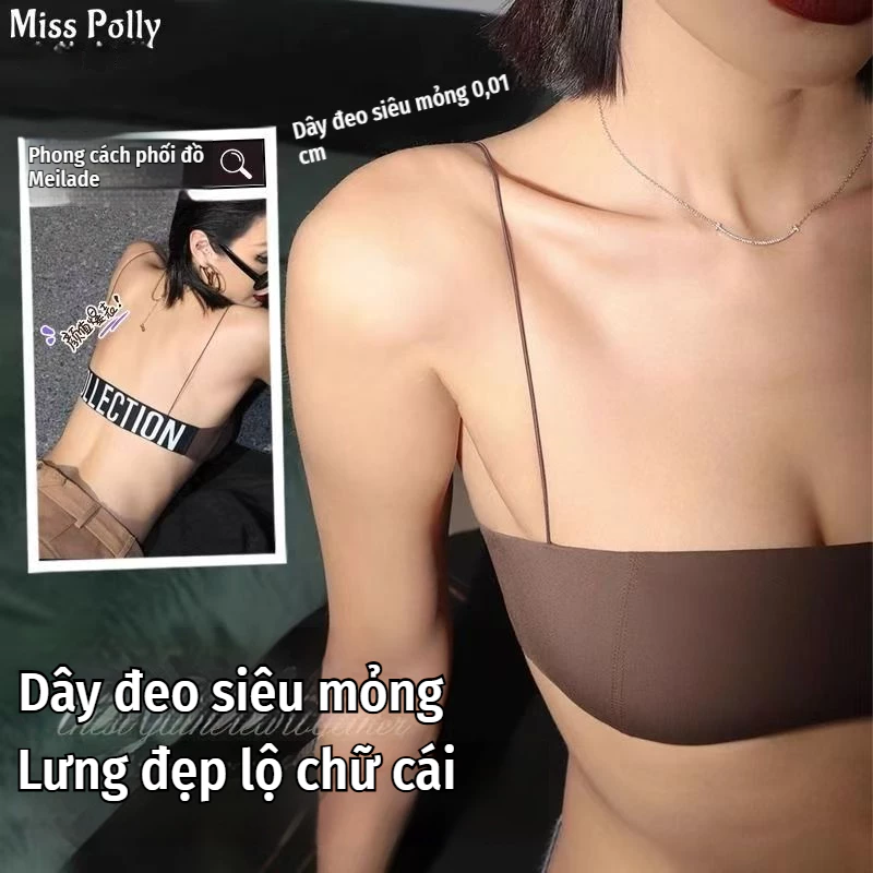 Dây đeo vai mỏng đồ lót lưng đẹp nữ 2026 mẫu mới bùng nổ ngực nhỏ tụ lại có thể mặc bên ngoài sexy màu đen mùa hè mỏng