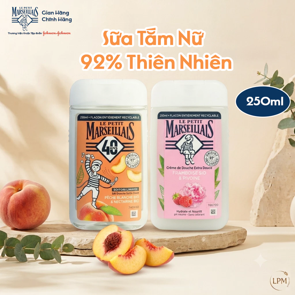 Sữa Tắm Thiên Nhiên 92% Le Petit Marseillais Nhiều Mùi Hương 250ml