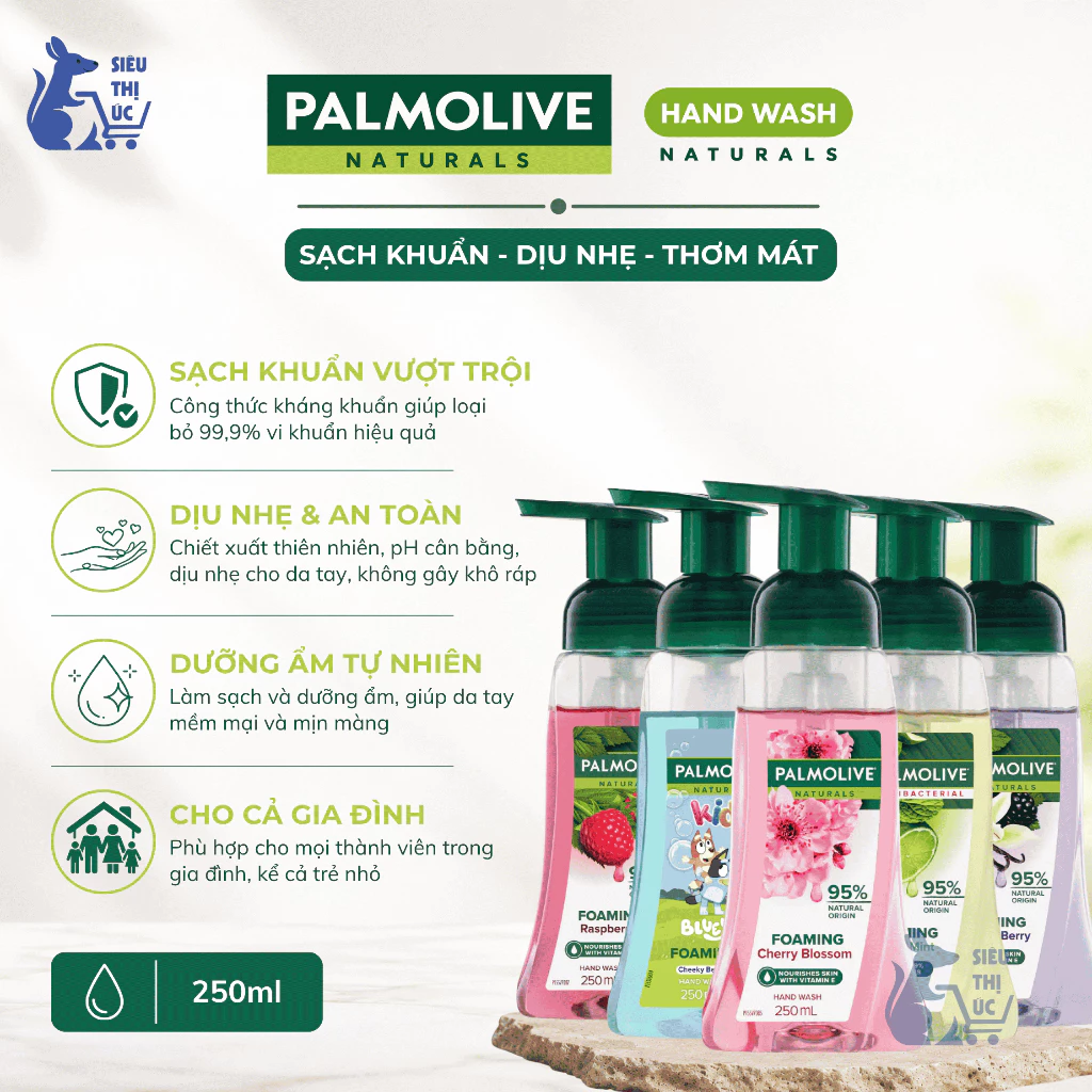 Nước Rửa Tay Tạo Bọt Palmolive Naturals 250ml – Nhiều Mùi Hương