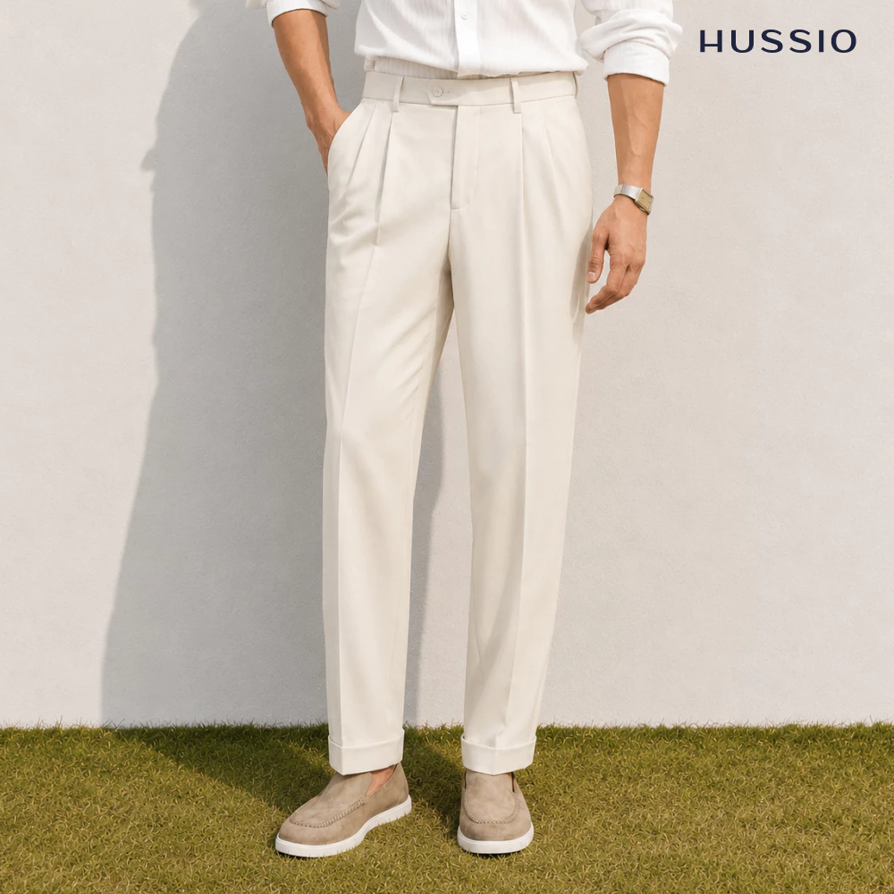 [New T8] Quần âu ANIS form straight tôn dáng,công nghệ dệt Herringbone ít nhăn, xếp ly sang trọng- HUSSIO