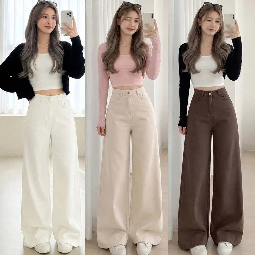 Quần Jeans Nữ Ống Rộng Ver3 - Quần Ống Suông Cạp Cao Tôn Dáng - Size Xs-XL | LEA.STUDIO -Thời Trang Hottrend