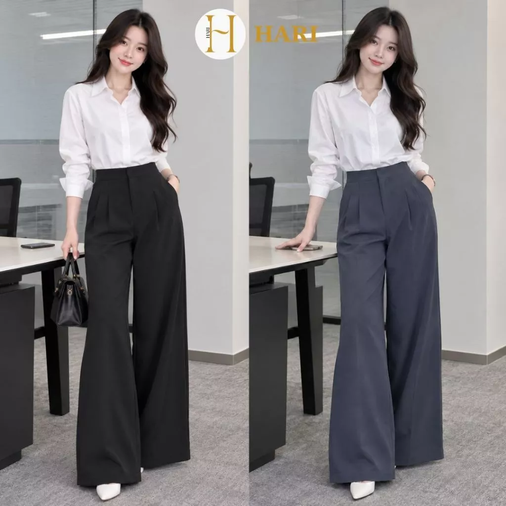 Quần tây ống rộng Hari phong cách ulzzang tôn dáng