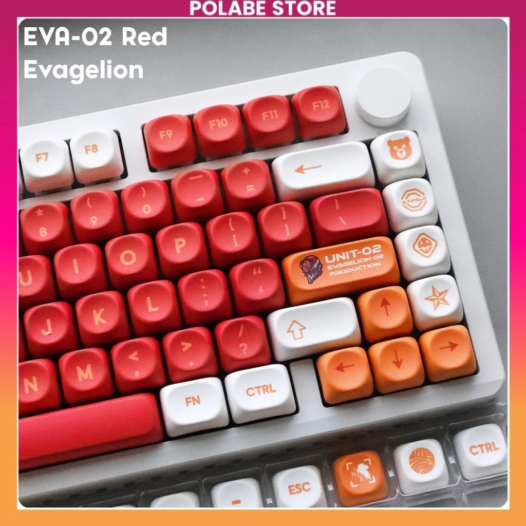 Keycap Mitoby EVA-02 Red Evangelion - MOA Profile PBT Dyesub Keycap Bàn Phím Cơ 60 65 75 TKL Polabe