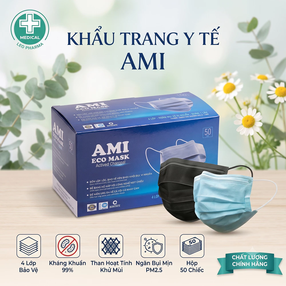 [Hộp 50 Cái] Khẩu Trang Y Tế 4 Lớp Dày Dặn, Hàng Hãng Có Logo Kiểm Định Chất Lượng