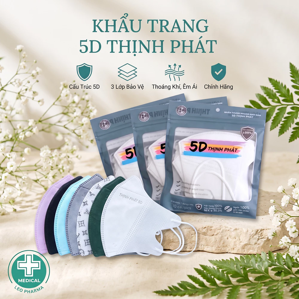 [Set 200 Cái] Khẩu Trang THỊNH PHÁT 5D Mask Chính Hãng, Hàng Tiêu Chuẩn 3 Lớp Dễ Thở Kháng Khuẩn