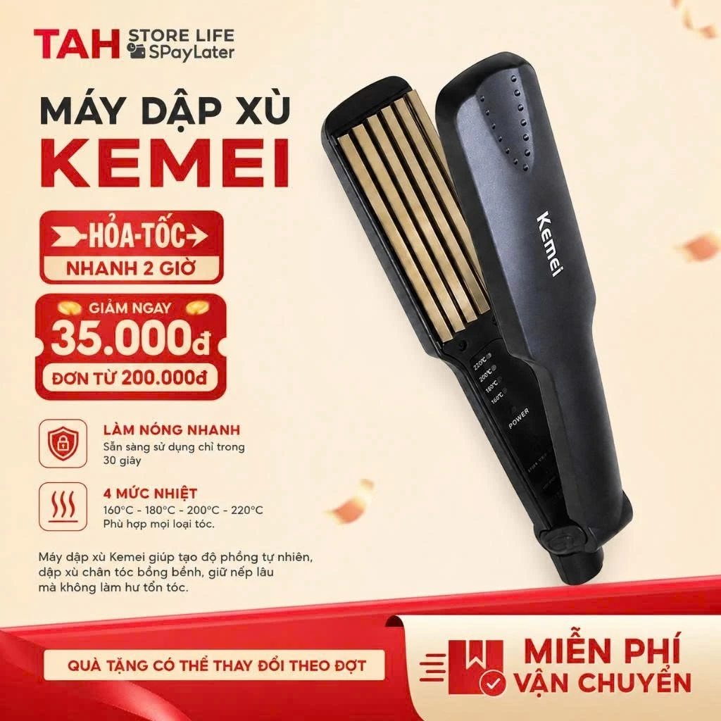 Máy Dập Phồng Chân Tóc 4 Mức Nhiệt Điều Chỉnh Linh Hoạt, Tạo Phồng Tự Nhiên Không Lộ Nếp KM332