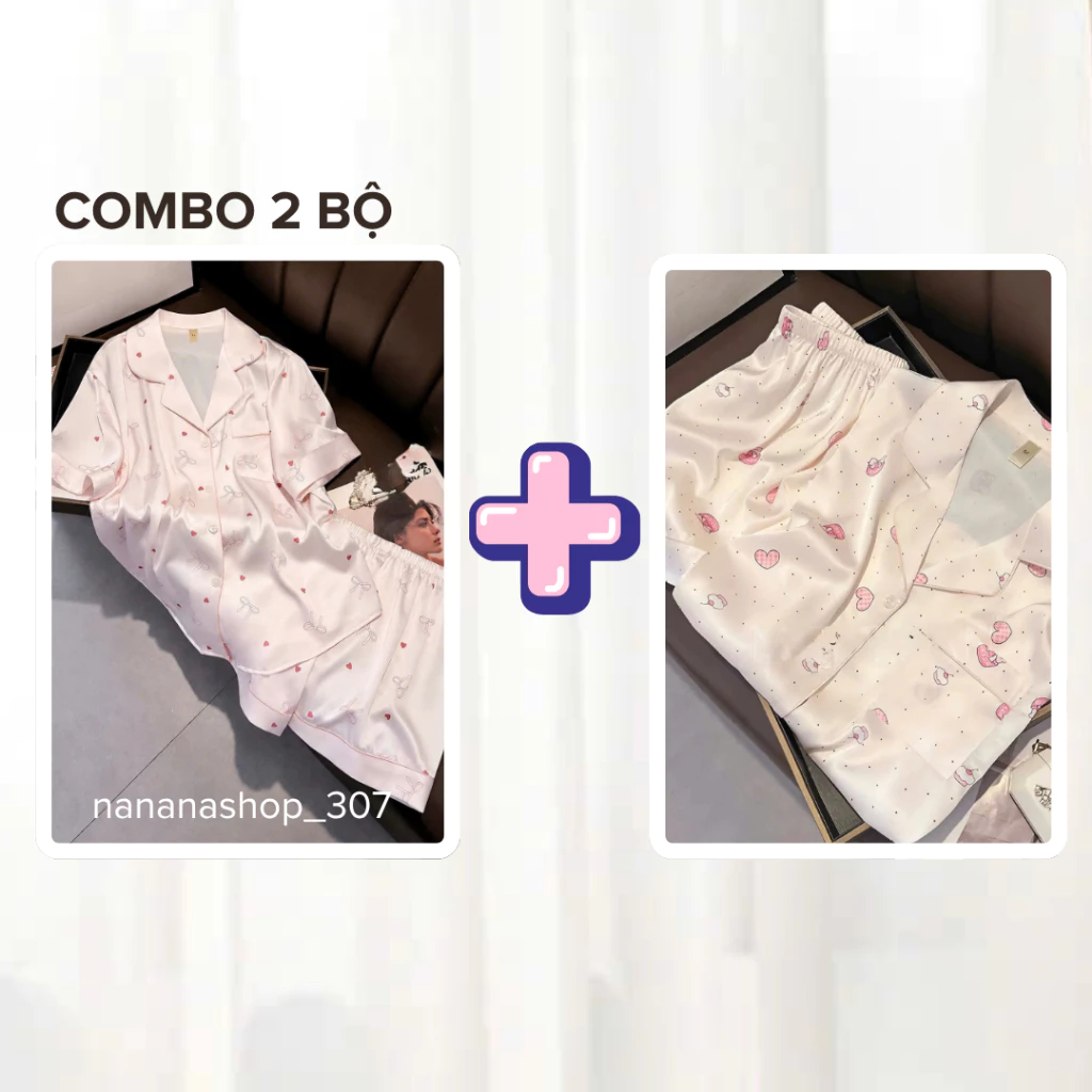 [Combo 2 bộ] Bộ đồ pijama nữ lụa mặc nhà mát mẻ