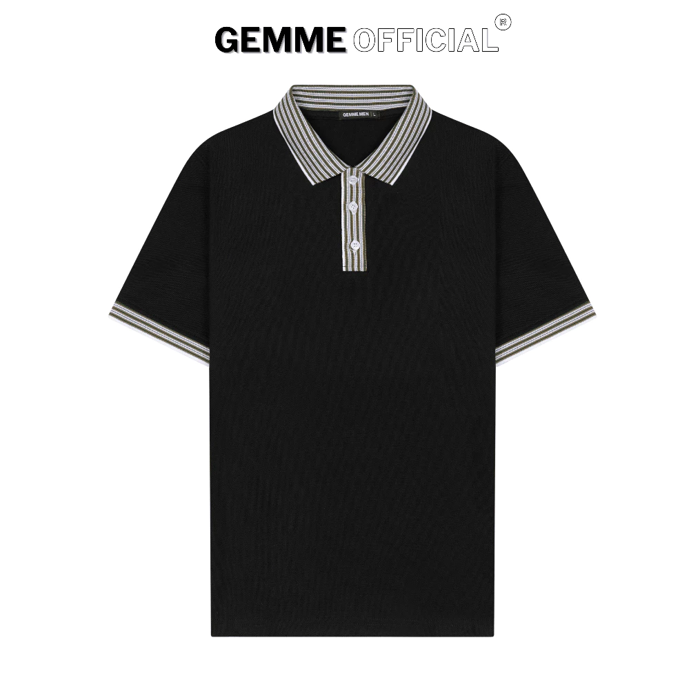 Áo Thun Polo Nam Cotton Phối Bo Viền Xen Kẽ GEMME MEN Big Size 55-120kg Thanh Lịch Thể Thao