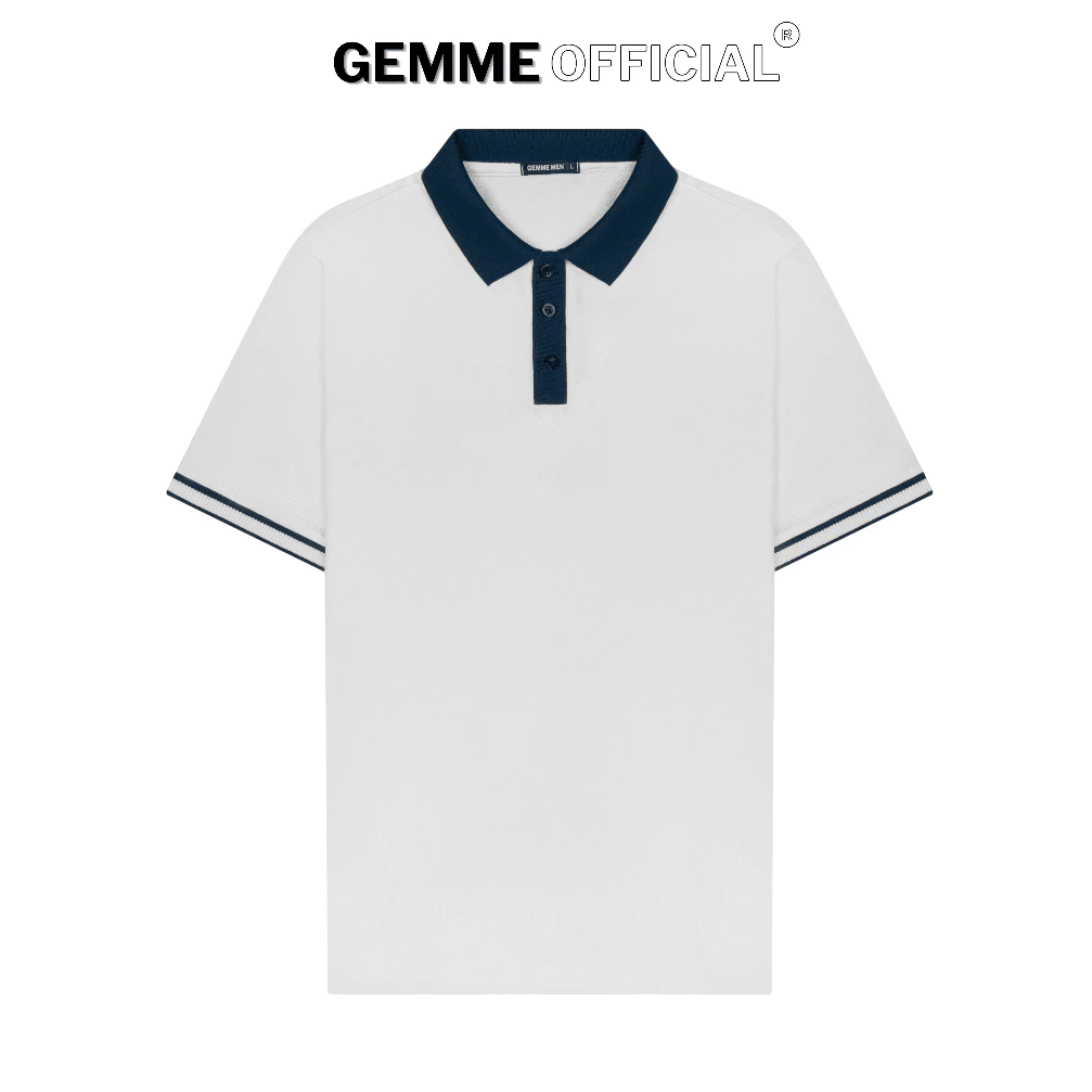 Áo Thun Polo Nam Cotton Phối Cổ Xanh Dương GEMME MEN Big Size 55-120kg Sang Trọng Thanh Lịch