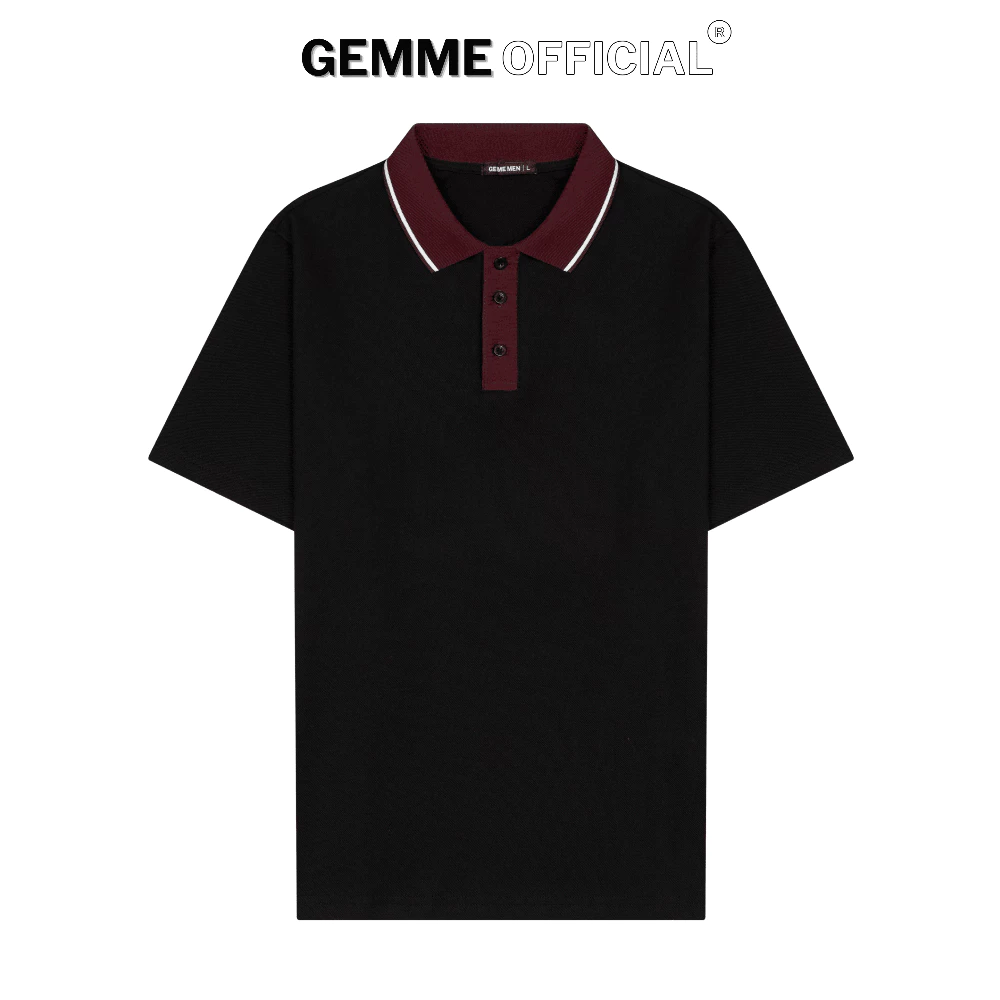 Áo Thun Polo Nam Cotton Phối Cổ Đỏ Đô Sọc Trắng GEMME MEN Big Size 55-120kg Thanh Lịch Sang Trọng