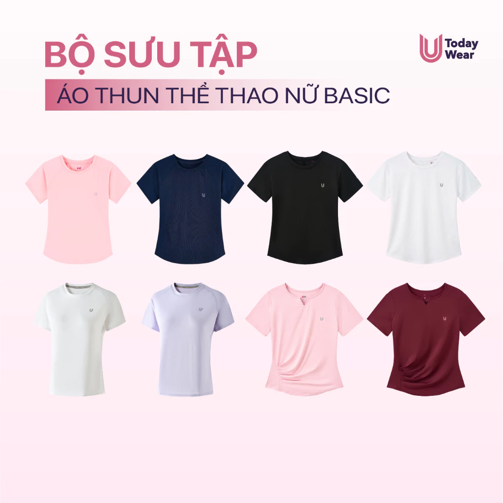 BST Áo Thun Tập Gym Nữ Today U Wear Màu Basic Tôn Da Mặc Hàng Ngày Chơi Cầu Lông Chạy Bộ Tập Gym