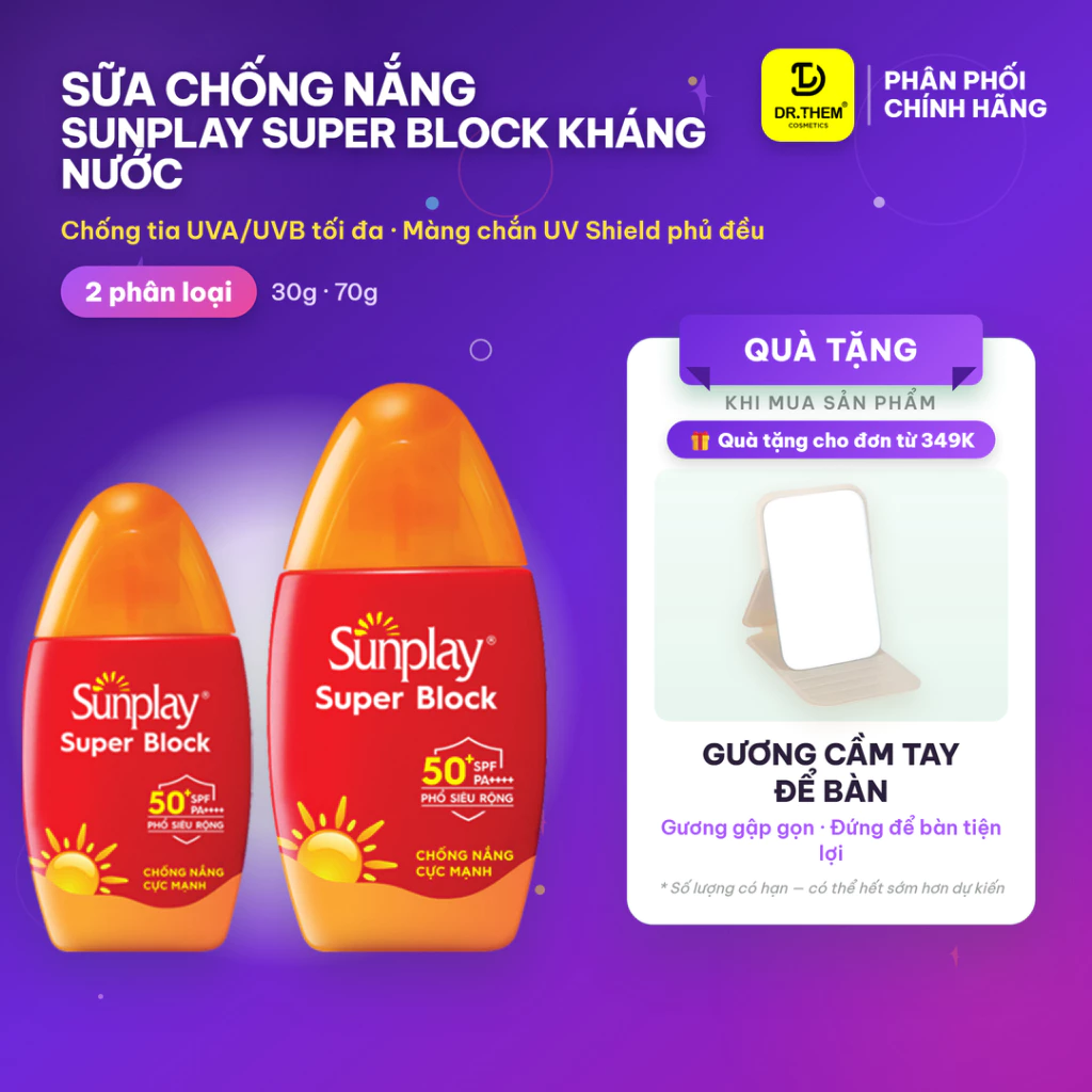 Kem Chống Nắng Cực Mạnh Sunplay Super Block SPF 50+, PA++++ 30g / 70g - Dạng Sữa- Dr Thêm
