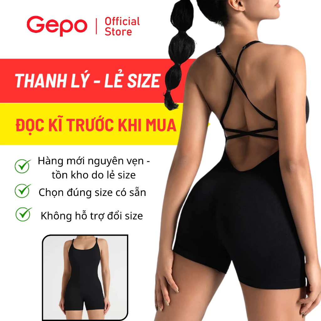 [THANH LÝ - LẺ SIZE - ĐỌC KĨ MÔ TẢ] GEPO JUMPSUIT Sẵn Mút Dây Đan Lưng Tập Gym, Yoga Chất Dệt Kim Fit Dáng GP309