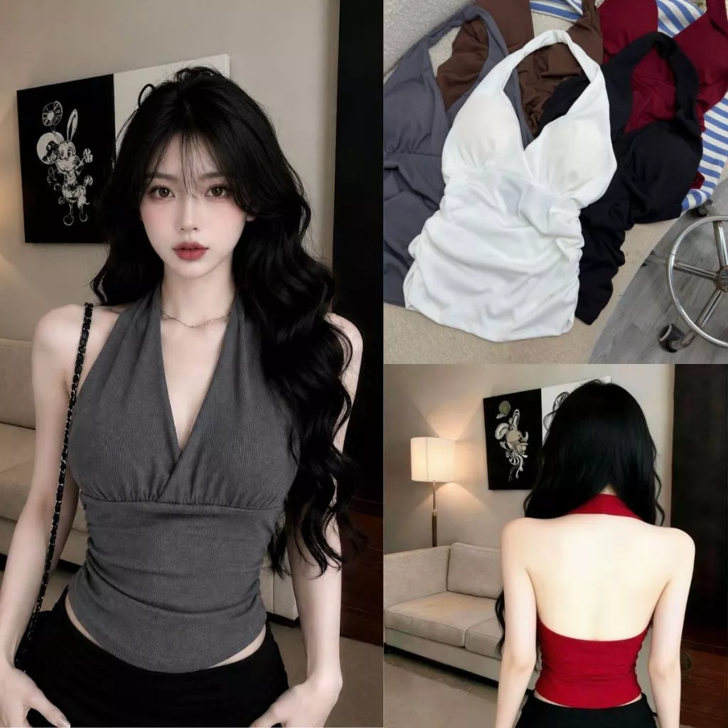 Áo Yếm Bigsize Nữ Cổ Yếm Thời Trang – Dáng Ôm Co Giãn, Mặc Tôn Dáng Cực Xinh-A371