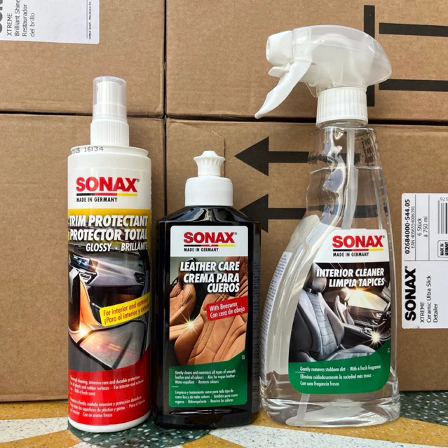 Combo chăm sóc, làm mới, nội thất xe ô tô - SONAX ( làm sạch, bảo dương da, bảo dưỡng nhựa )