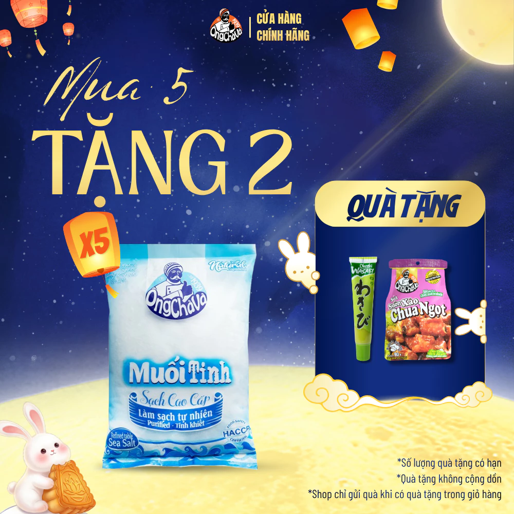 Combo 5 gói Muối Tinh Sạch Cao Cấp 1kg thương hiệu Ông Chà Và - Hàng Chính Hãng