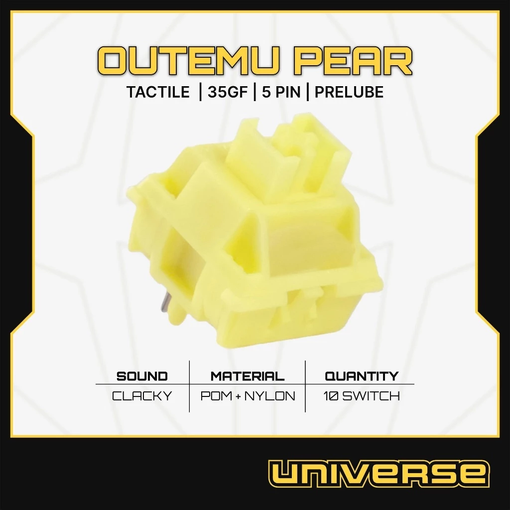 10 Switch Outemu Pear Switch Có Tản Led Tactile 35g 5 Pin POM + NYLON Prelube Công Tắc Bàn Phím Cơ