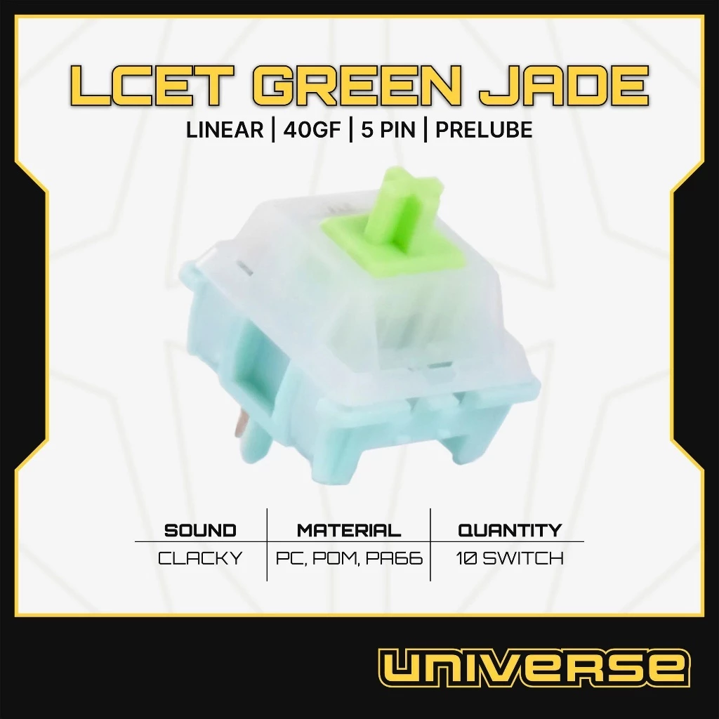 10 Switch LCET Green Jade Switch Linear 5 Pin 40g PC + POM + PA66 Prelube Công Tắc Bàn Phím Universe