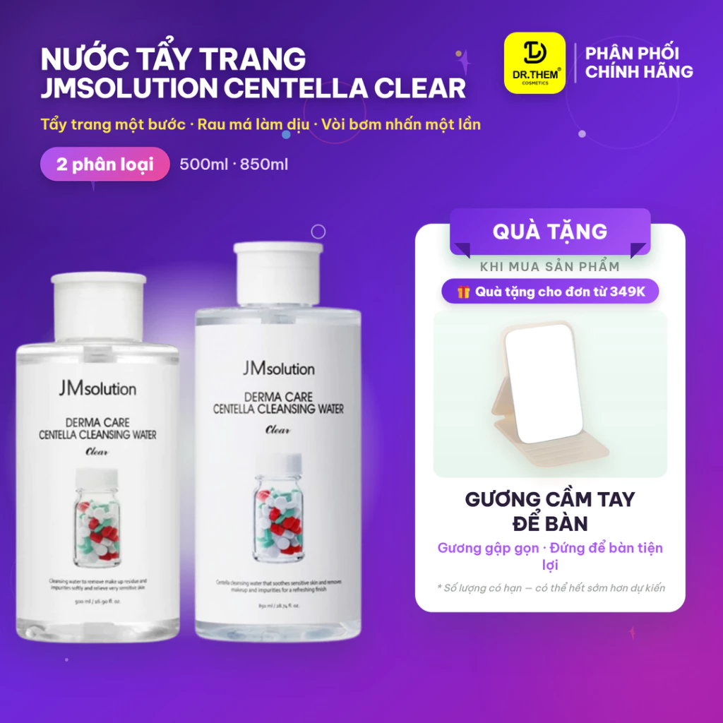 Nước Tẩy Trang JMSolution Centella Rau Má – Làm Sạch Dịu Nhẹ Cho Da Mụn Nhạy Cảm (500ml / 850ml) - Dr Thêm