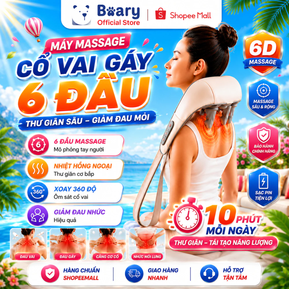 Máy Massage Cổ Vai Gáy 6D METIS Giảm Đau Mỏi Vai Gáy Máy Massage Thông Minh Cải Thiện Sức Khỏe Giúp Thư Giãn