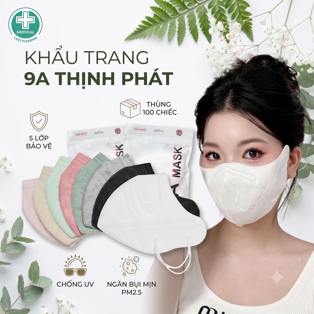 Khẩu Trang 9A THỊNH PHÁT [Set 100 Cái] Chính Hãng 5 Lớp Chống Nắng Che Toàn Mặt Chắn Khói Bụi Tia UV