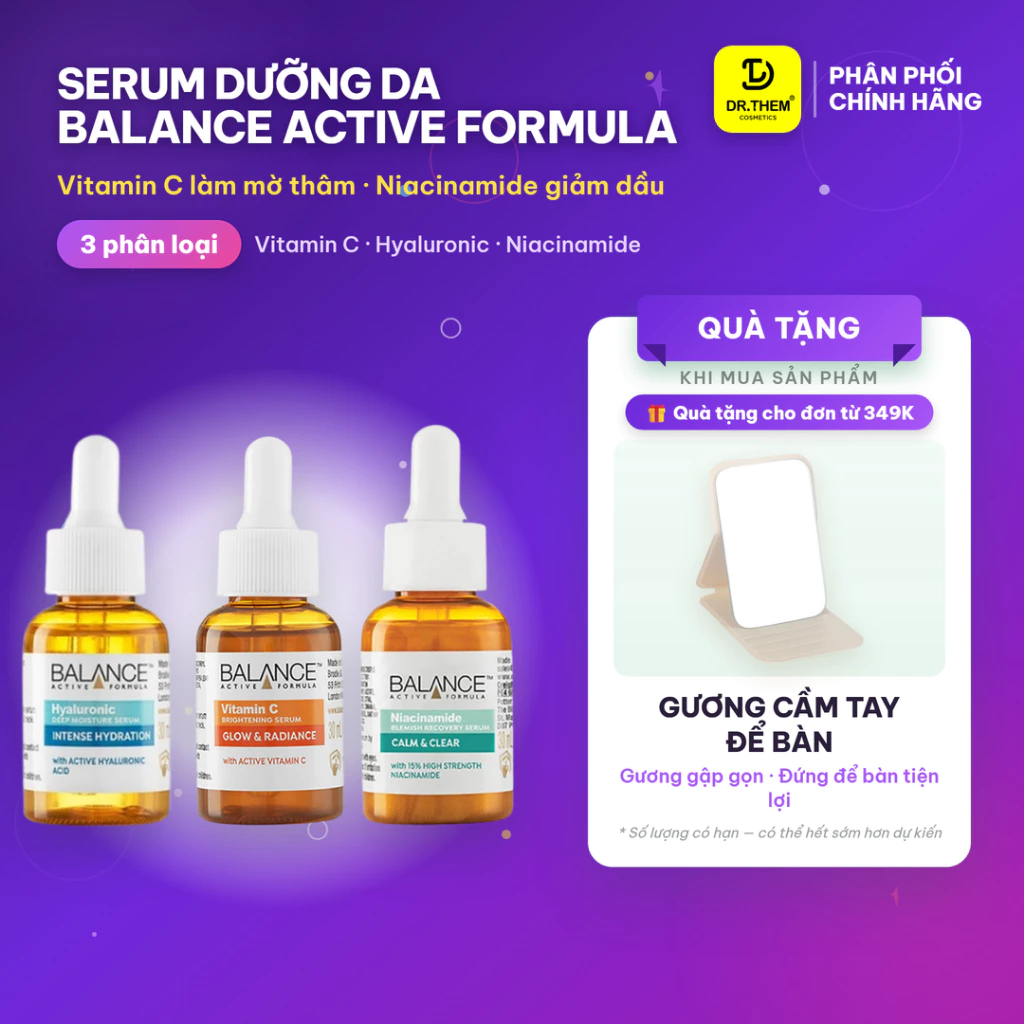 Serum Dưỡng Da Balance Active Formula 30ml (Vitamin C, Niacinamide, Hyaluronic)- Dr Thêm