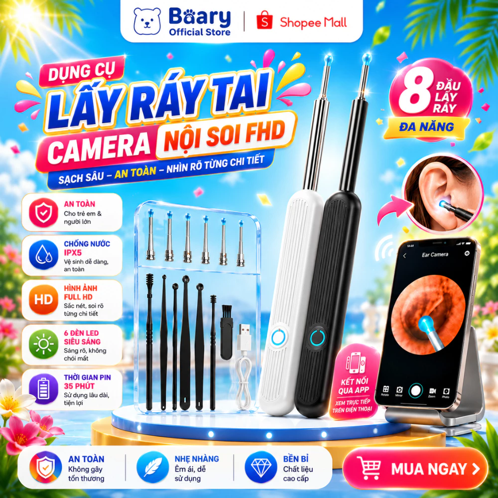 Dụng cụ lấy ráy tai METIS có gắn camera nội soi đa năng, hình ảnh sắc nét, dễ dàng sử dụng