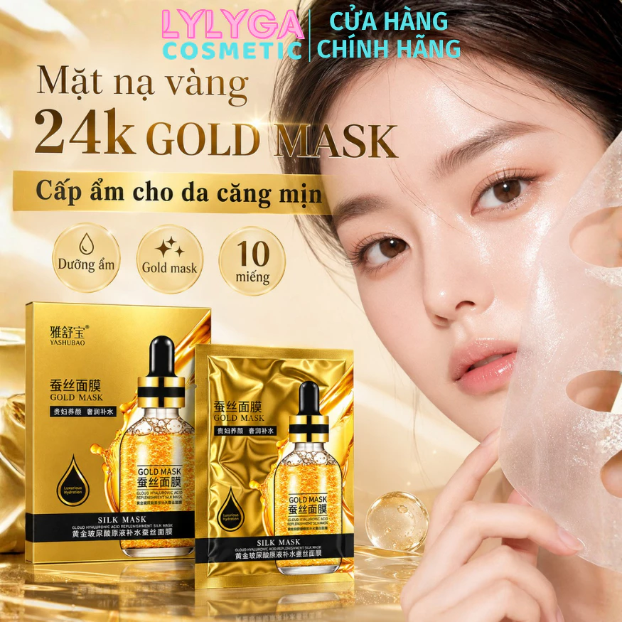Mặt nạ vàng 24k hộp 10 cái - Mặt nạ vàng luxury dưỡng ẩm phục hồi hư tổn da