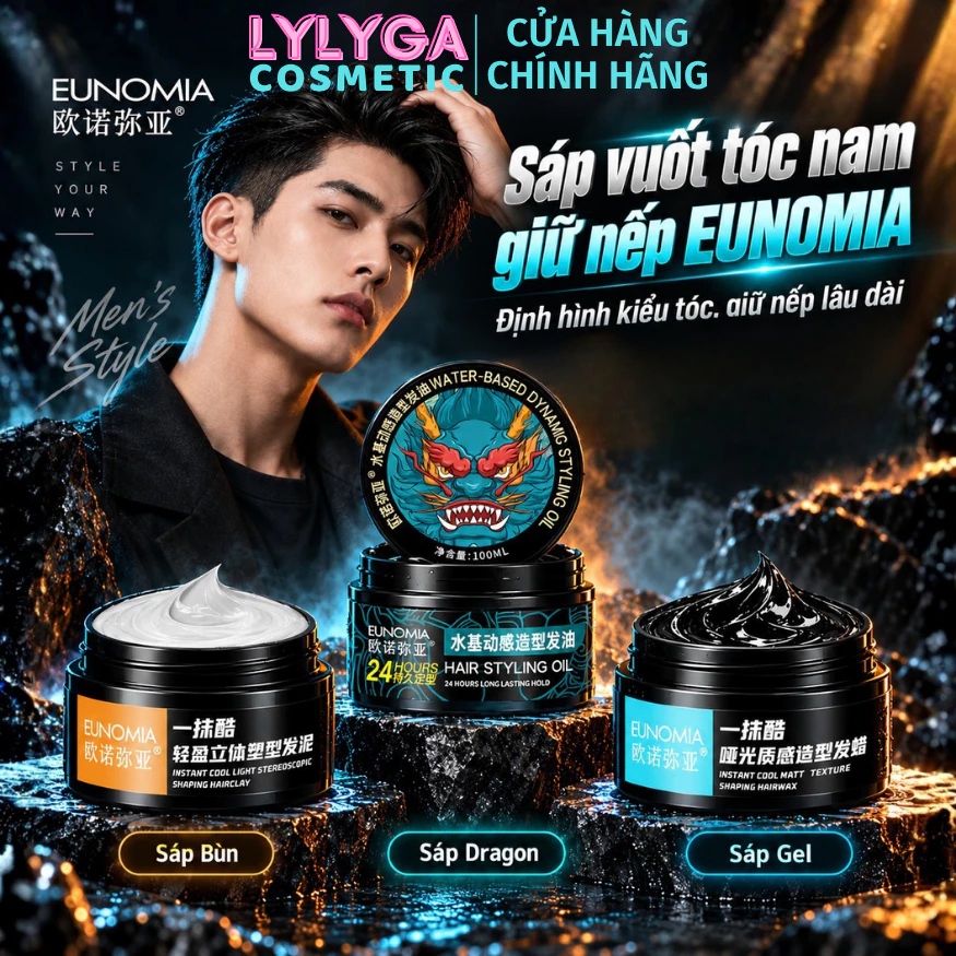 Sáp vuốt tóc nam giữ nếp EUNOMIA 100g keo vuốt tóc nam gel tạo kiểu undercut side part hương thơm dễ chịu SA01