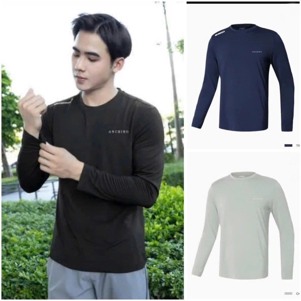 [Combo 2] Áo Giữ Nhiệt Cổ Tròn Nam Thể Thao Dài Tay ANGEL STORE, Vải Thun Lạnh Co Giãn 4 Chiều