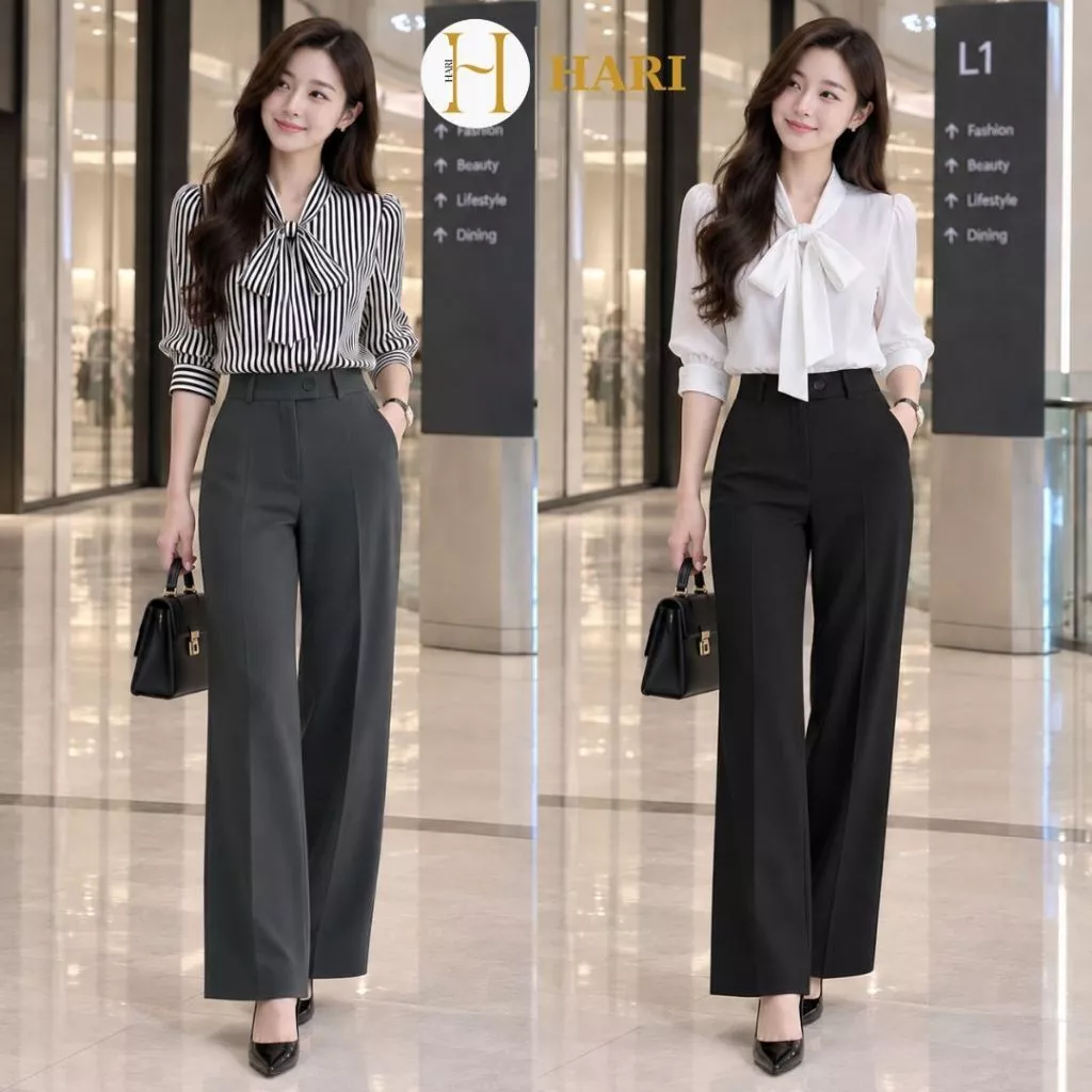 Quần tây ống rộng công sở Hari lưng cao dáng suông dài hàn quốc 09 P0K1