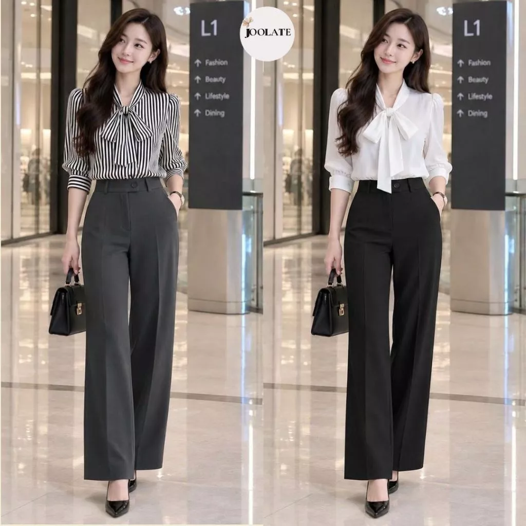 Quần Tây Nữ Dáng Suông Lưng Cao Đúng Phom Joolate  Quần Âu Nữ Công Sở  Chất Tuyết Mưa Tôn Dáng Chuẩn