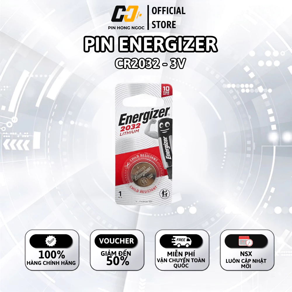 Vỉ 1 Viên Pin CR2032 Enegizer 3 Volt Hàng chính hãng