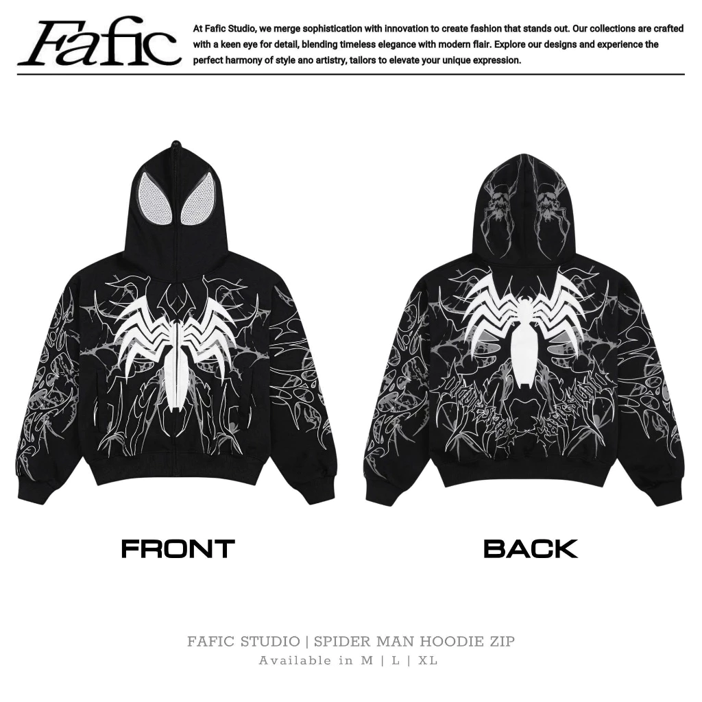 Áo Khoác Spider Man Hoodie Zip, một mẫu hoodie khóa kéo mang phong cách streetwear/graphic khá mạnh