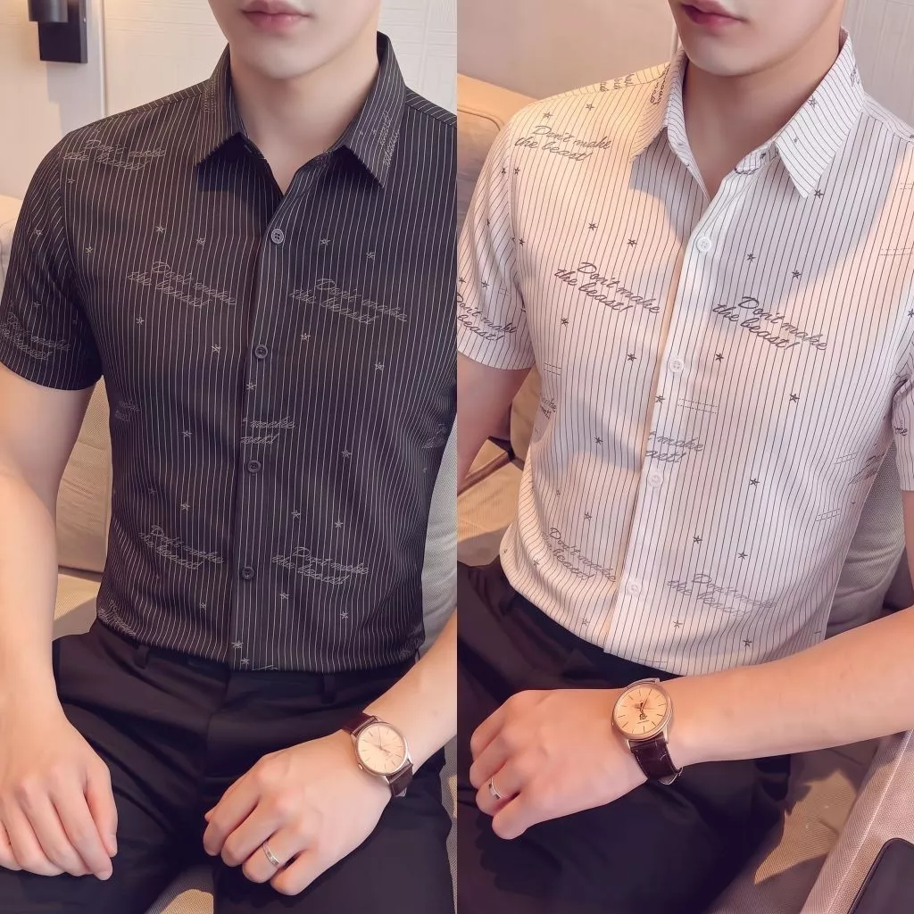 Áo sơ mi nam tay ngắn. chất vải mềm mịn phối họa tiết trẻ trung- BQT77 SHOP
