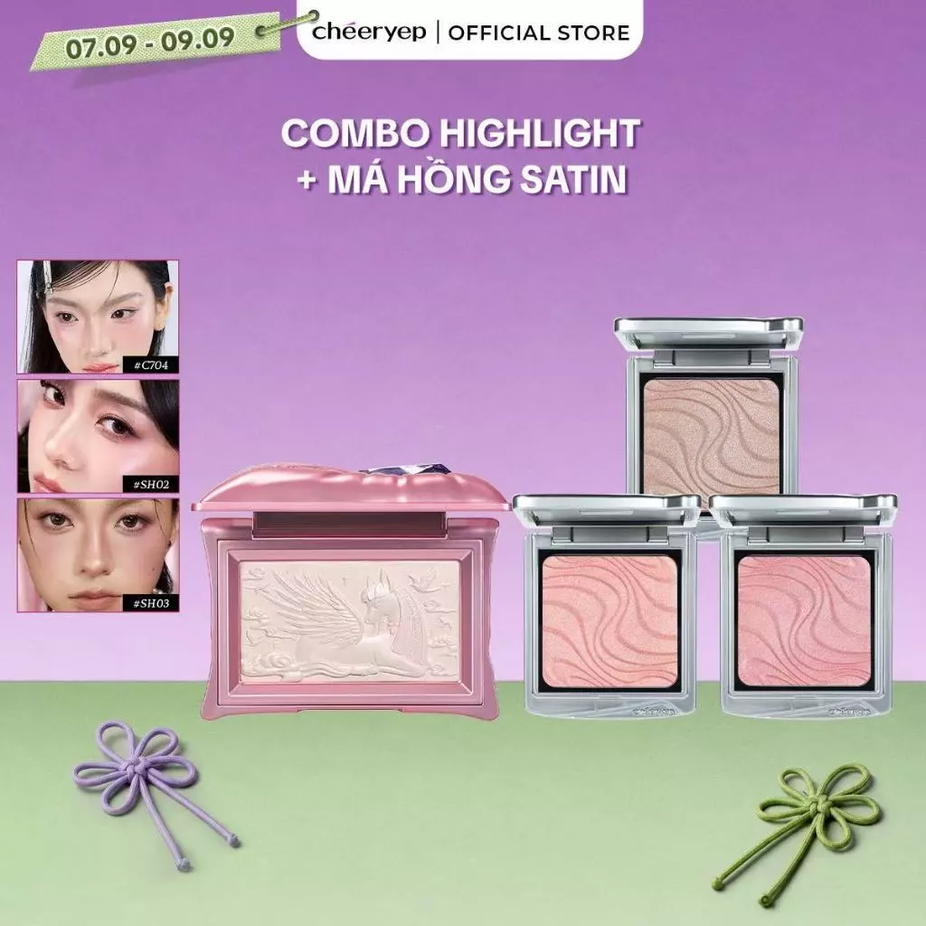 Phấn Combo Má Hồng Bắt Sáng Cao Cấp Bảng Trang Điểm Mắt Họa Tiết Lâu Trôi Không Trôi Màu 6g*1+4g*1