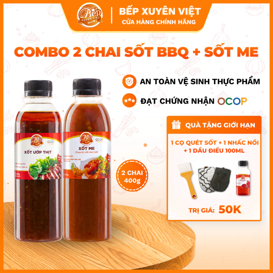 Combo Sốt Ướp Thịt Nướng BBQ & Sốt Me Chấm Thịt Nướng Bếp Xuyên Việt - Tiệc Nướng Bùng Vị