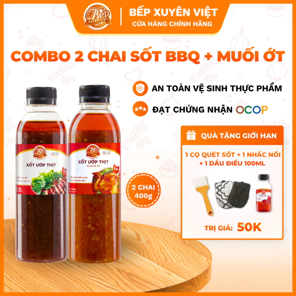 Combo Tiệc Nướng BBQ & Muối Ớt chỉ từ 5 phút- Sốt Ướp Thịt Nướng BBQ,Sốt Ướp Thịt Nướng Muối Ớt 400g