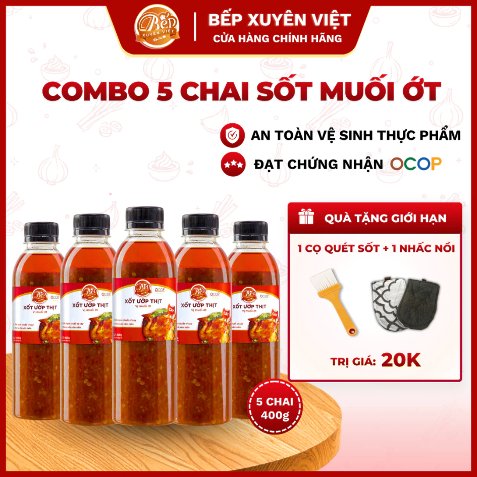 [HỎA TỐC] Combo Sốt Nướng Muối Ớt Bếp Xuyên Việt 400g – Ướp Gà, Heo, Hải Sản – Dùng Cho 2kg Thịt
