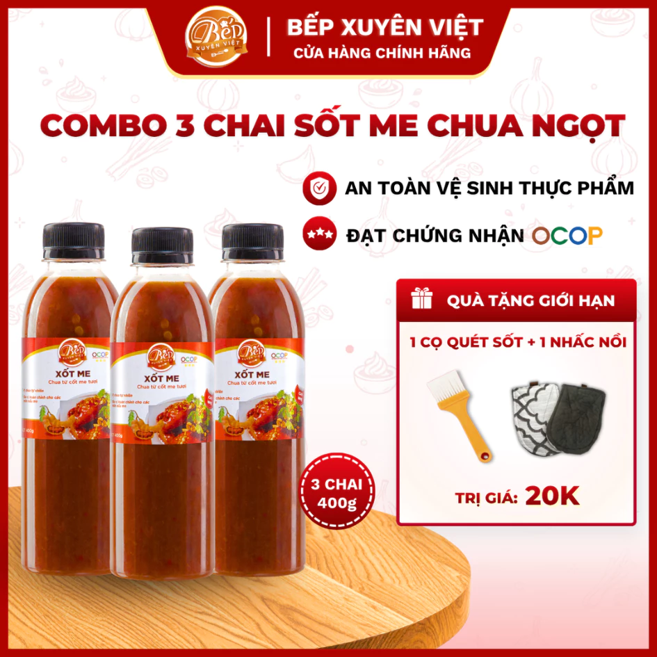 [HỎA TỐC] Combo gia vị tiện lợi Sốt Me, BBQ, Muối & Mắm ớt ướp hải sản, tôm, mực dùng cho 2-3kg 400g